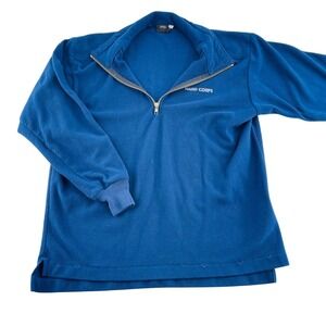 Hard Corps Fleece Pullover Quarter Zip Sweatshirt Blue Mens Size L